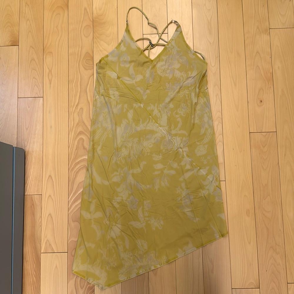 ioannes Bias Slip Short Yellow Adjustable Strap Dress